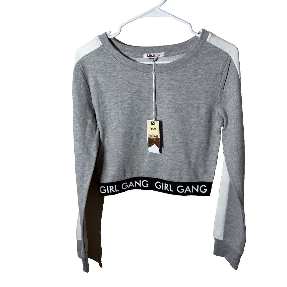 Mimi New York Sweatshirt Women's Small Cropped Long Sleeve Crew Neck